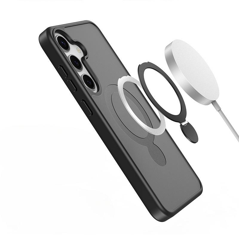 Suitable for Samsung S25Ultra Magnetic Phone Case  S25 Rotating Stand Matte Transparent Back Cover