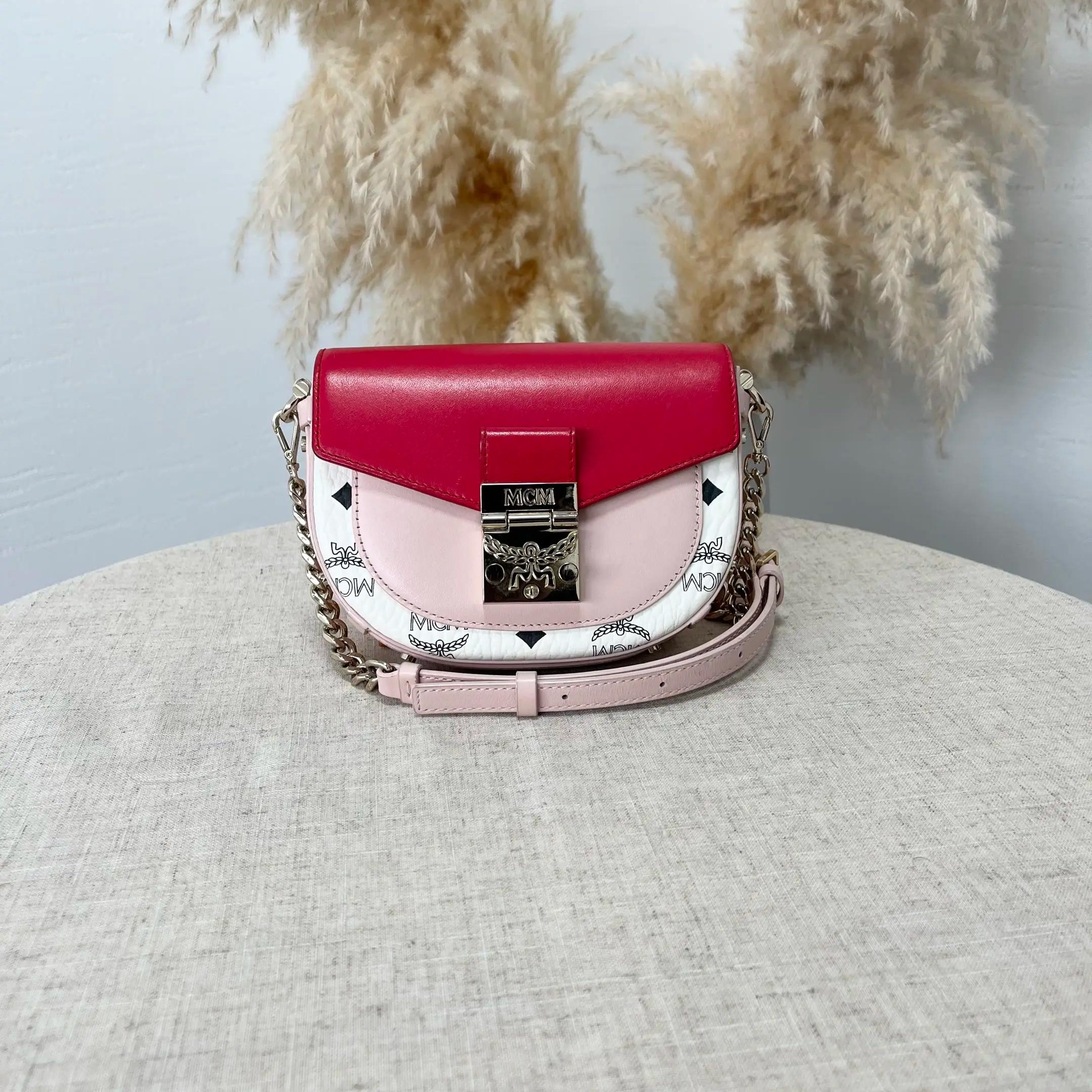 [Pre-Owned] Patricia Visetos Monogram Color Block Casual Half Moon Leather Shoulder Bag - Excellent #1B2I67K ONE SIZE