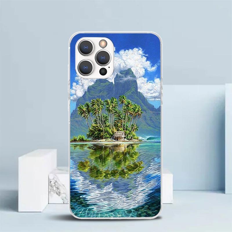 

Летний Закат на Пляже Море Пальма Чехол для Телефона Для IPhone 16 17 Air 16E 15 14 Plus 13 Mini 12 11 Pro Max 7 8 + SE 2020 Мягкий ТПУ Ba iPhone 14 Pro