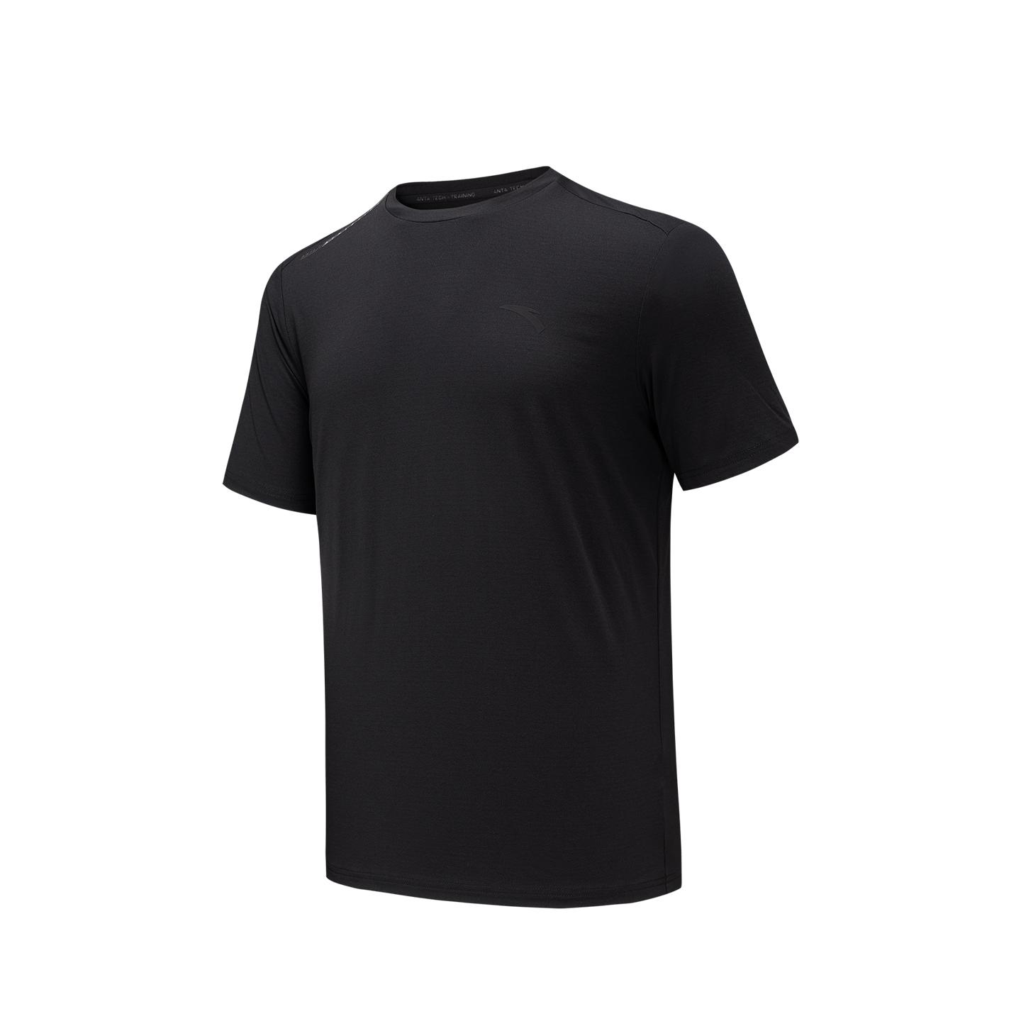 Anta Training Short Sleeve Knitted Shirt Summer Sports T-Shirt Men tops Basic-Black 952627106-4 S