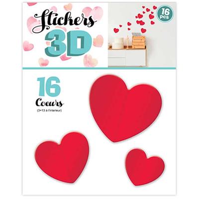 [Q8039] - 16 adesivos 3D 'Love' vermelhos (corações) - folha 30x22 cm
