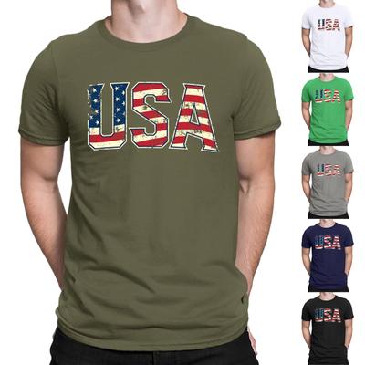 (Quinide) Camisetas para hombre del Día de la Independencia, Camisetas gráficas de la bandera de EE. UU. Camiseta vintage patriótica americana de manga corta