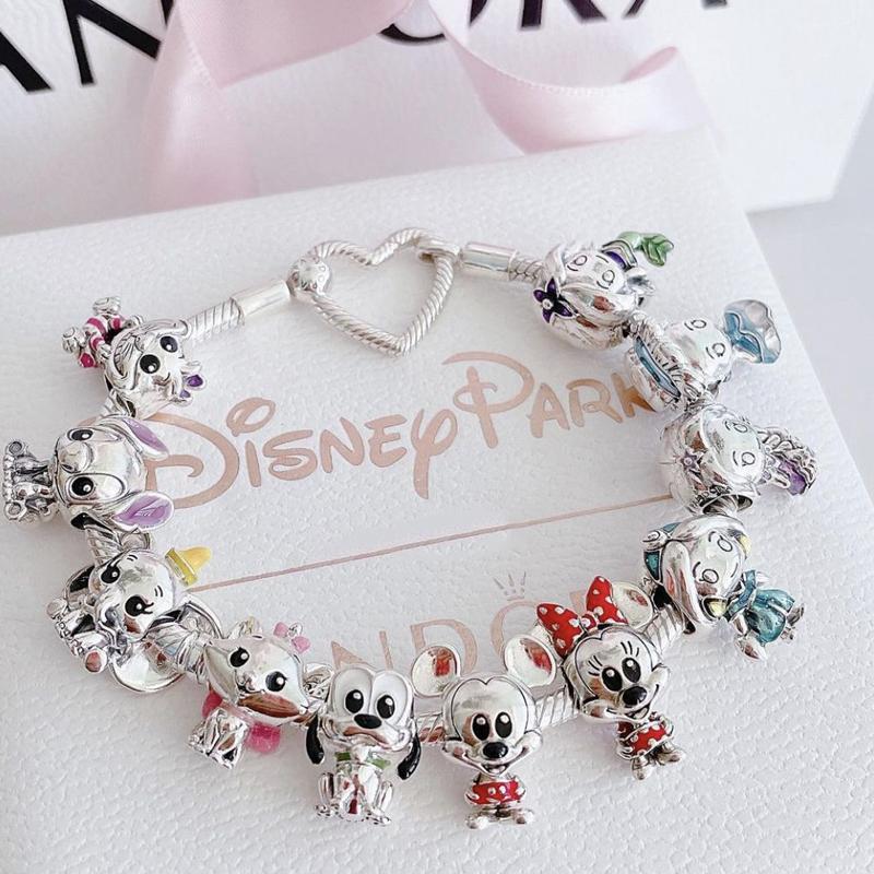 Hot Sell MINISO Disney 925 Silver Animals Mobilization Charms Beads Hot Original Bracelet Trinkets DIY Jewelry Women