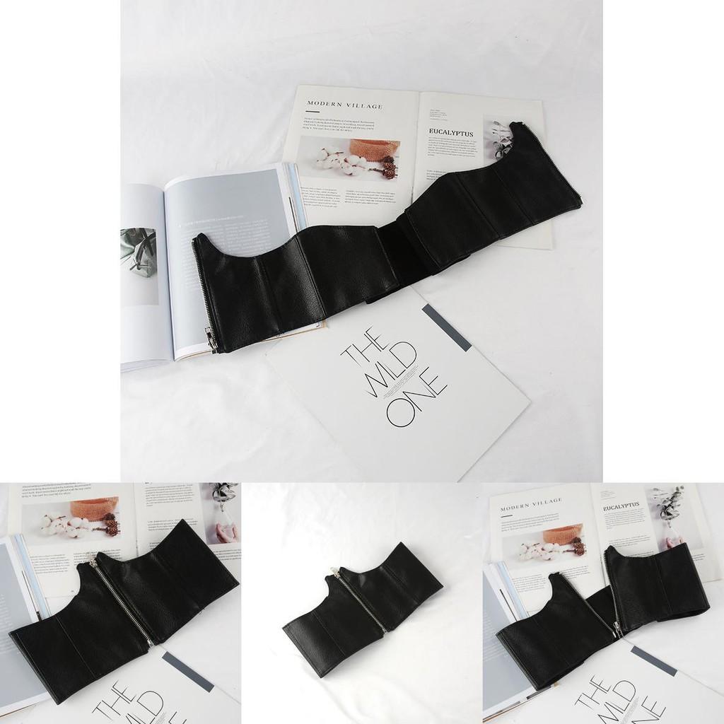 Simple Solid Color Artificial Leather Women Casual Wide Waistband With Zipper For Outdoor Fashion Streetwear