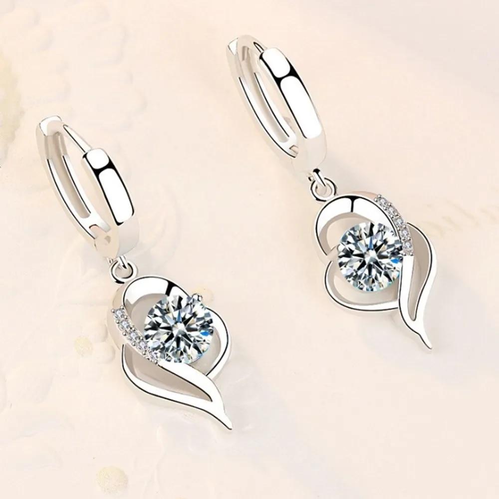 Argento Sterling 925 Nuovi Gioielli Moda Donna Alta Qualità Cristallo Zircone Blu Rosa Bianco Viola Orecchini Vendita Calda