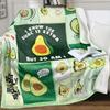 Cartoon-Avocado-Decke Flanell Multifunktionstuch Steppdecke Vier-Jahreszeiten-Klimadecke Mittagspausen-Schal Fleece-Decke