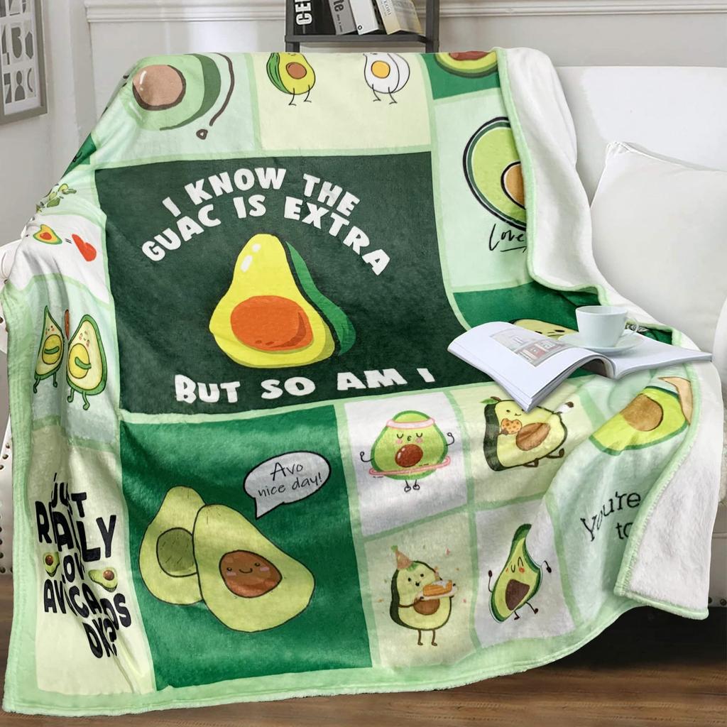 Cartoon Avocado Blanket Flannel Multi-Functional Towel Quilt Four Seasons Air Conditioner Blanket Lunch Break Shawl Fleece Blanket