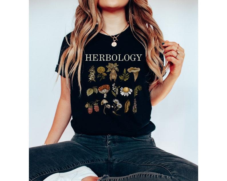 Herbology Shirt Dark Cottagecore Tshirt Green Witch Fairycore TShirt Dark Academia Tee Literary Gift Bookish Shirt Literature