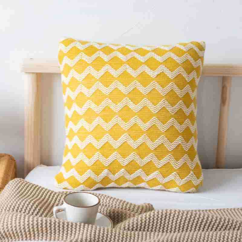 

Acid-base Wave Pillowcase Sofa Decorative Cushion Backrest Soft Ginger Simple Style Fold Line Pillowcase Nordic Style 45X45 (without core) 146g