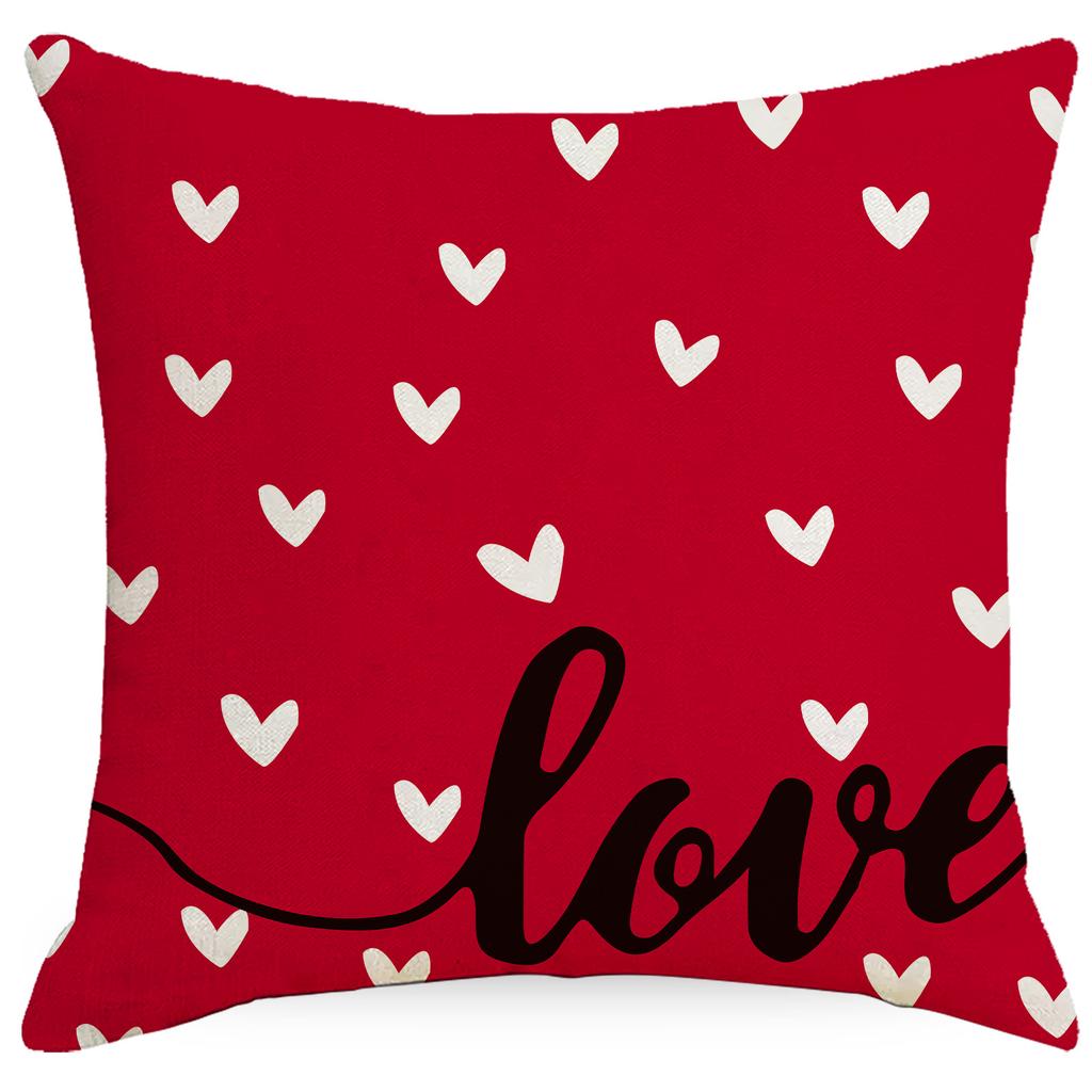 New Valentine'S Day Pillow Case Heart-Shaped Linen Print Nordic Home Living Room Sofa Cushion Cover Premium Durable