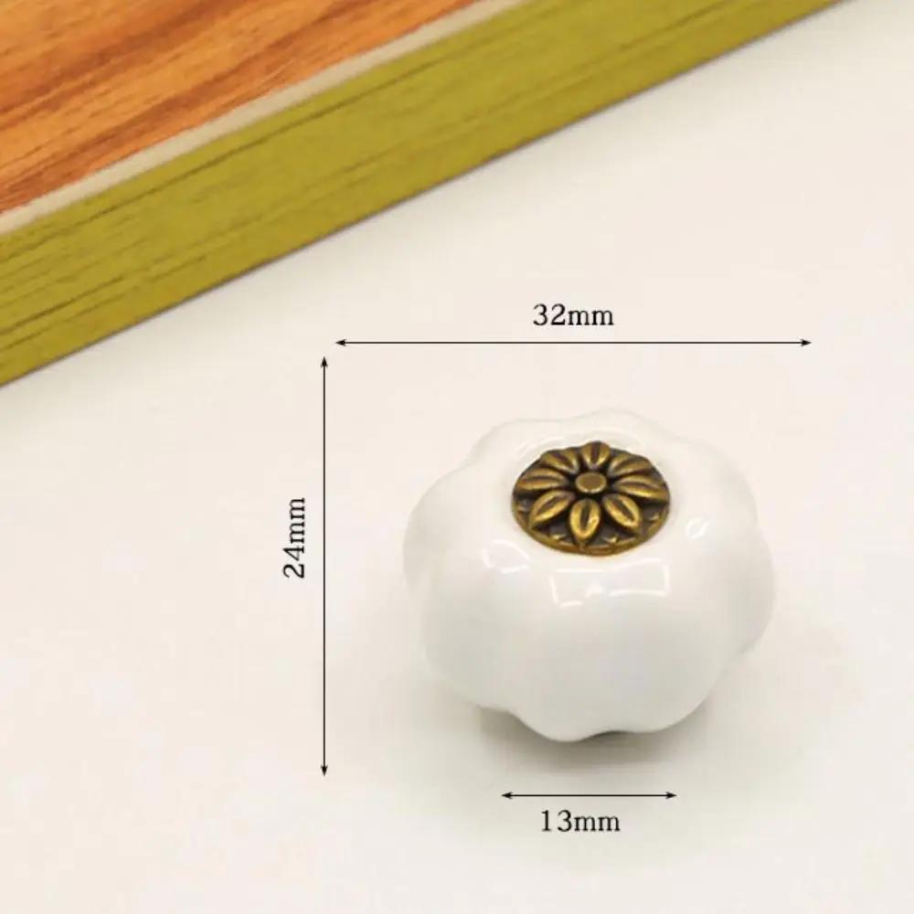 Retro Single Hole Ceramic Cabinet Knob Round European Style Door Pull Handles Vintage Drawer Knobs Kitchen