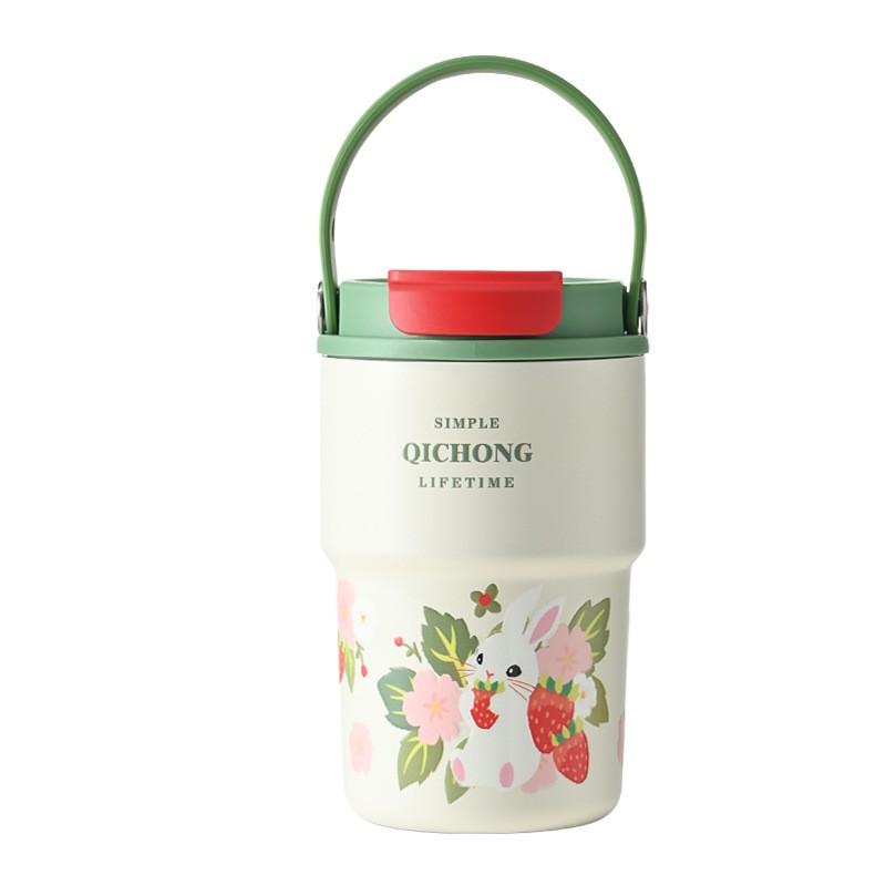 Cană Termos de Călătorie cu Interior Ceramic 450ml Cupă de Cafea cu Capac Dublu Sticlă de Apă Modernă din Oțel Inoxidabil pentru Naveta la Birou