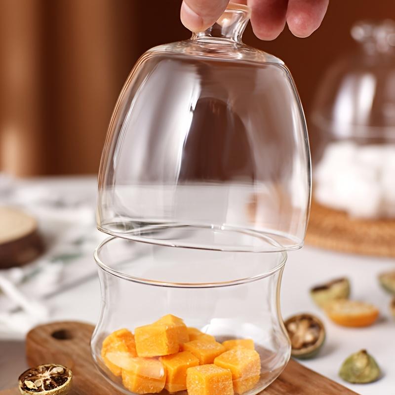 Glass Storage Jar Clear Glass Container with BellShaped Cover for Sugar Tea Coffee Dried Fruits Spices Kitchen Countertop Decor