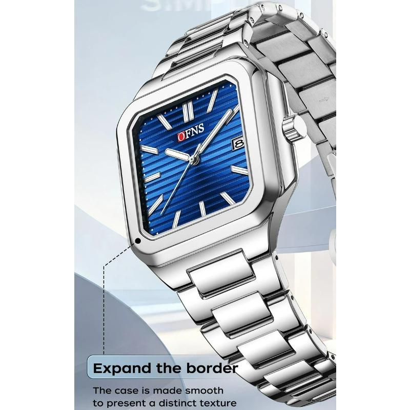 Luxury Square Male Watch Waterproof Luminous Date Quartz Watches For Men Stainless Steel Fashion Men's Clock