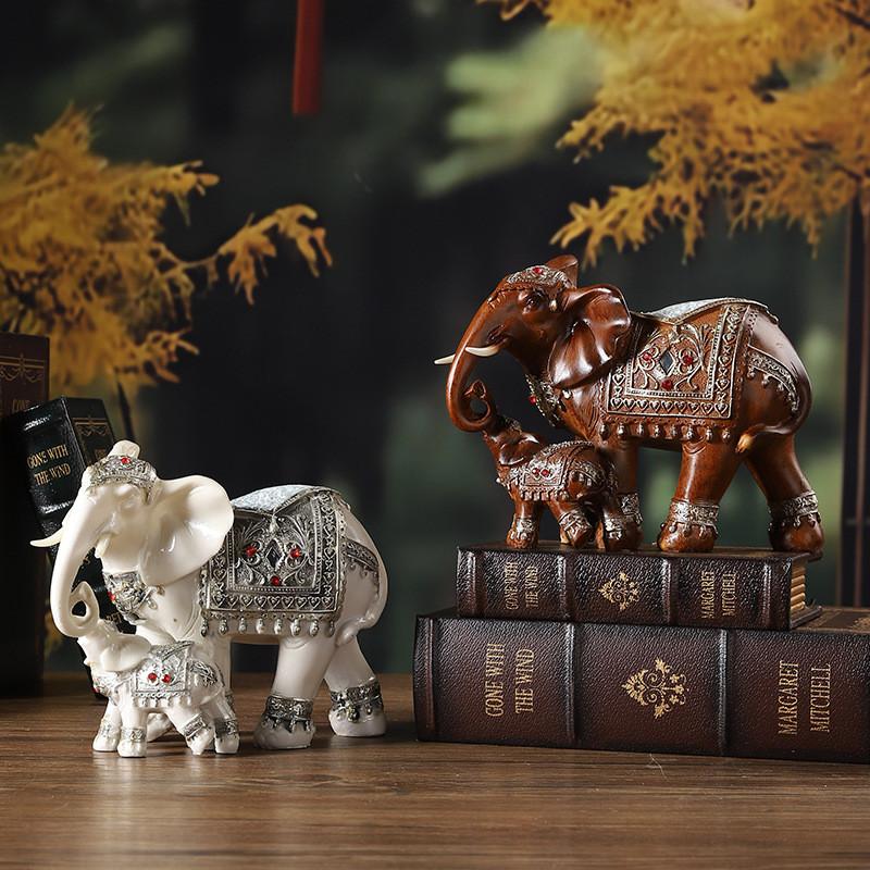 Elephant Statue Resin With Wood Finish For Office Decor Gifts And