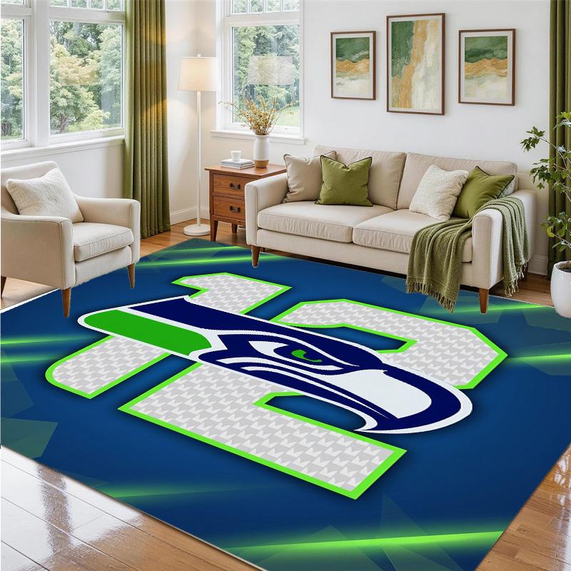 Seattle Seahawks Design Kristall-Samt Teppich Weiche Dekorative Matte für Schlafzimmer Eingang