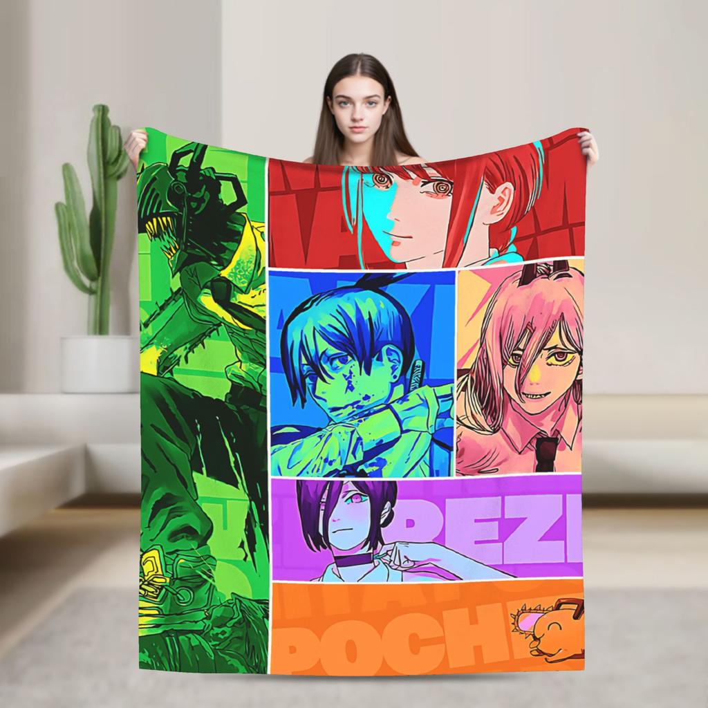 Chainsaw Man Reze Blankets Quality Soft Bedding Throws Winter Airplane Travel Living Room Funny Bedspread