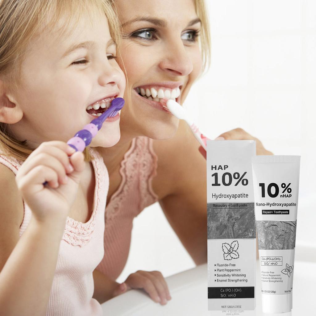Nano hydroksyapatitt tannkrem 10 % hydroksyapatitt Passer for sensitive tenner, bleking | Fluorfri, mynte, for munnpleie for voksne og barn