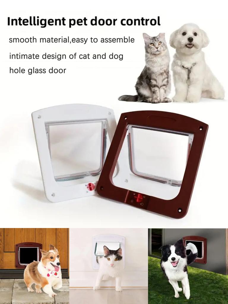 1pc Pet Door, Dog Door Hole,Cat Door Flap, 4-Way Rotary Lock,Pet Two-way Door For Small Medium Cats and Dogs