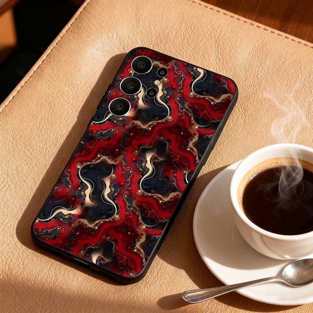 G-Glitter Art Marble Pattern Phone Case For Samsung S26,S25,S24,S21,S22,S23,S30,Ultra,S20,FE,Lite,10,9,Black Cover