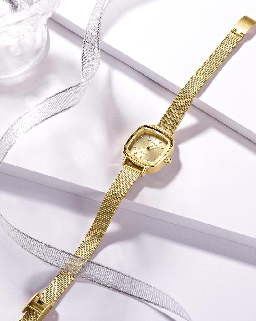 Women's Watch Small Simple Waterproof Gold Thin Mesh Belt Fashion Quartz Watch Gold Female Watch