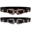 European-American Retro Double Buckle Elastic Belt for Women's Sweater or Coat.