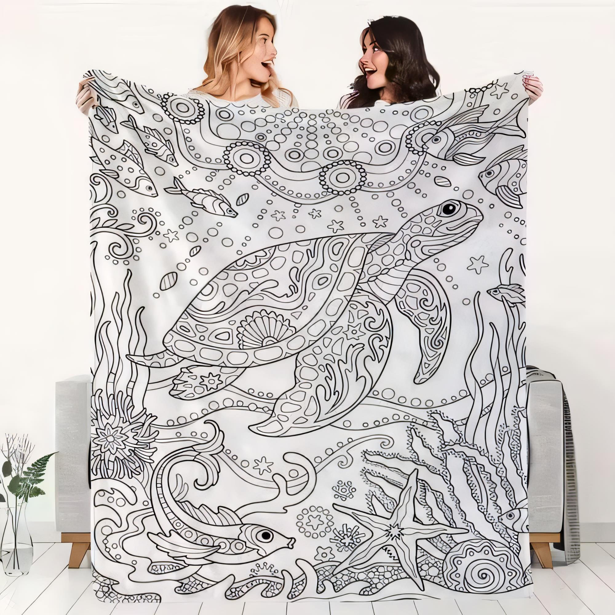 

Underwater Scene Blanket with Sea Turtle Design Soft Cozy Throw for Bed or Sofa - Perfect Home Decor Accessory for Beach Lovers 75cmx90cm
