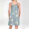 Ladies Fashion Beach Vest Casual Summer Pocket Straps Retro, Floral Dress