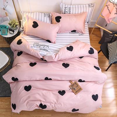 Bed Linings Soft Duvet Cover Set Bedsheet Pillowcase Love Hear Pattern Bedding Set