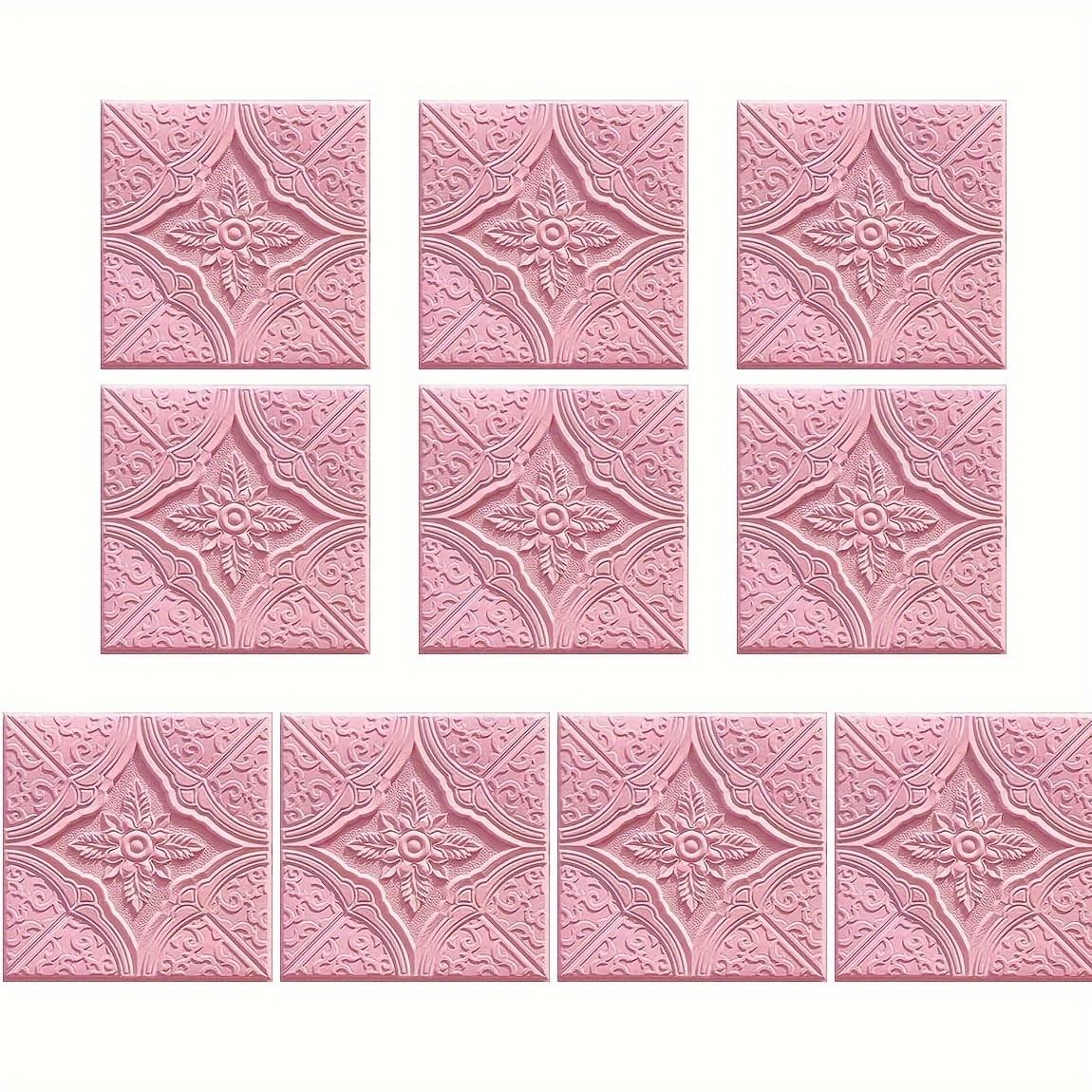 

10/20 шт. DIY 3D настенная плитка наклейка пена самоклеящаяся водонепроницаемая и влагостойкая потолочная наклейка подходит для кухни гостиной ванной комнаты коридора 20pcs розовый