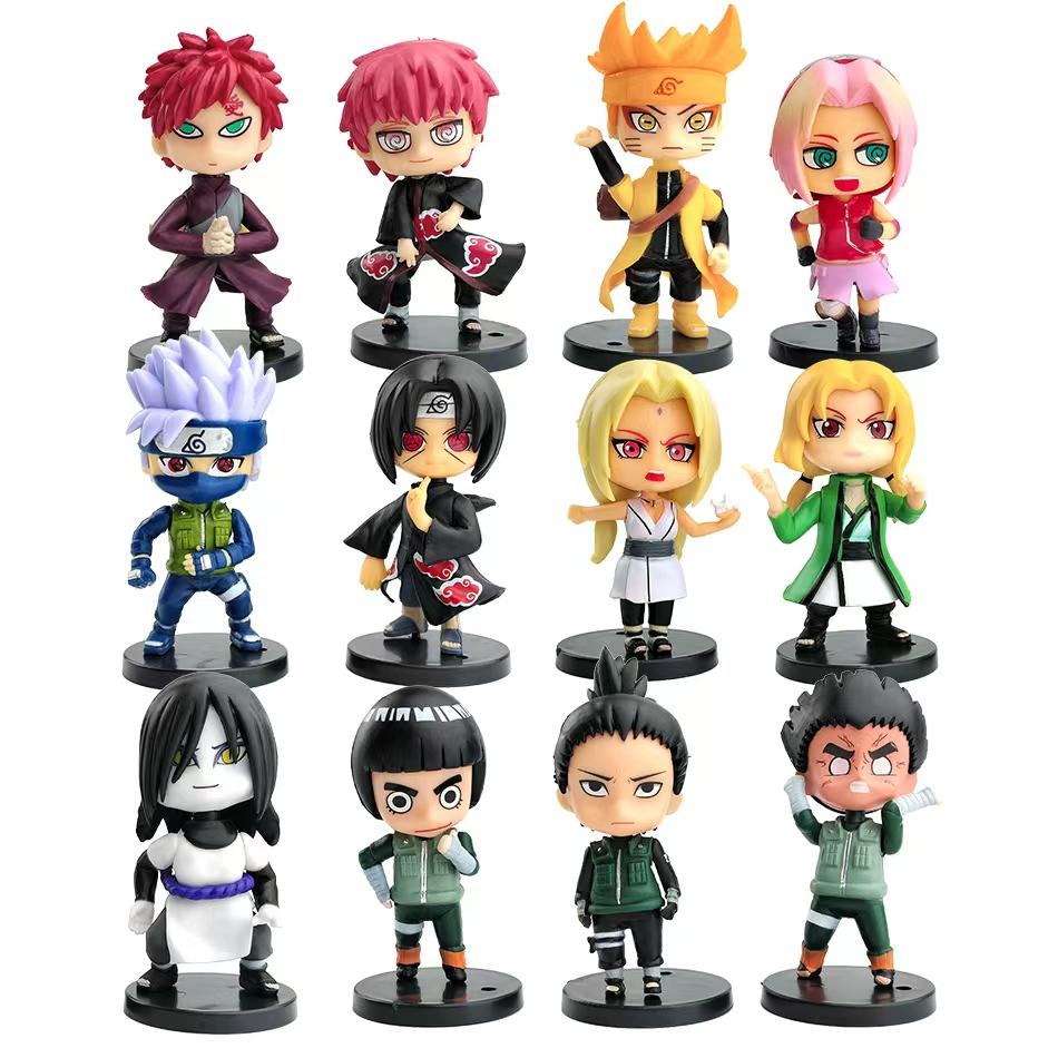 12pcs/set Anime Figure Naruto Shippuden Hinata Sasuke Itachi Kakashi Gaara Action Figure Q Version PVC Figures ToysGift