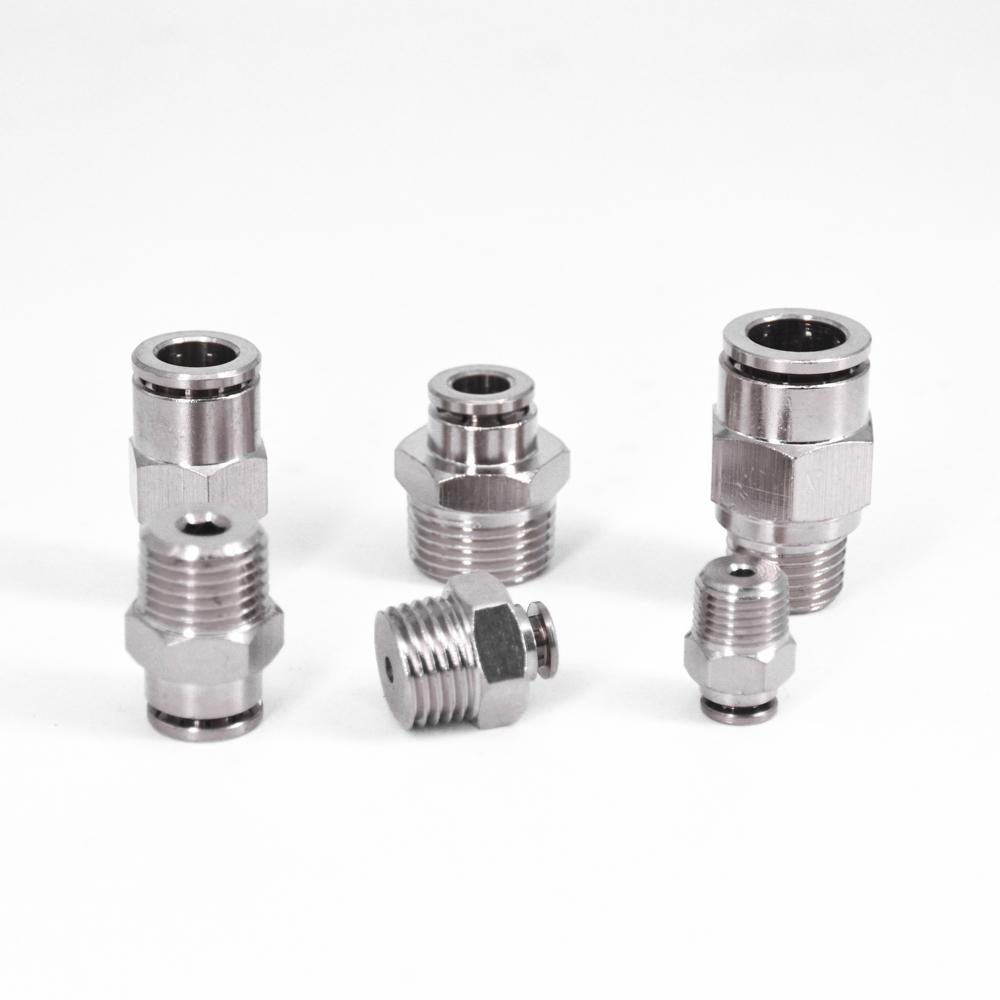 Pneumatik-Steckverbinder M5 1/8" 1/4" 3/8" 1/2" BSPT Außengewinde Vernickeltes Messing Steckverbindung Schnellkupplung Luftanschluss Sanitär