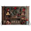 Mocsicka Christmas Home Backdrop Soft Washable Indoor Tree Photo Background Photography Wreath Bear Gift Wood House Decor Banner
