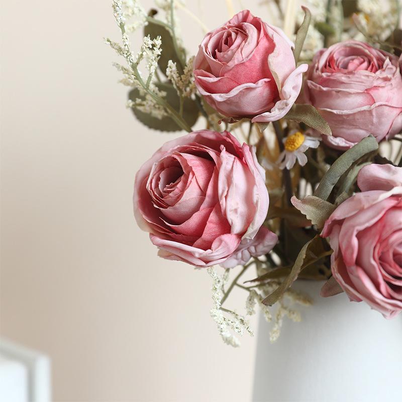 Rose Bouquet Retro Flower Bouquet Artificial Flowers Table Decoration Fake Flowers For Wedding Home Table