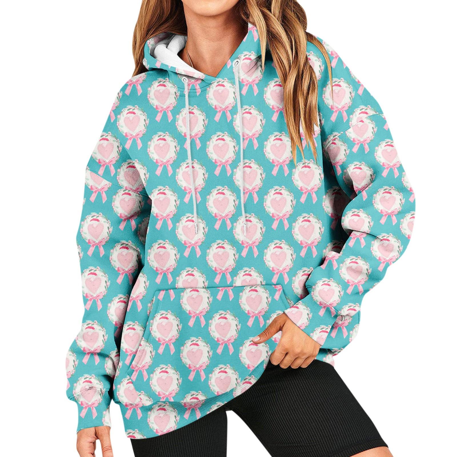 

Женская мода, повседневный универсальный повседневный топ с v-образным вырезом и длинными рукавами с принтом M