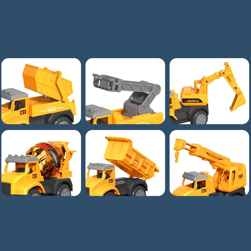 Children's Engineering Vehicle Set Excavator Crane Mixer Truck Dump Truck Ladder Truck Boy Toy Gift Box