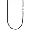 [Shinjuku Gin No Kura] Leather Choker Necklace, Braided Cowhide Cord, 3.0mm Wide, 40cm-60cm Long, Black, 50cm Long, 925 Sterling Silver, Simple