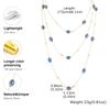 Long Blue Crystal Necklaces for Women, Layered Long Statement Necklace CZ Stone, Sweater Chain Jewelry