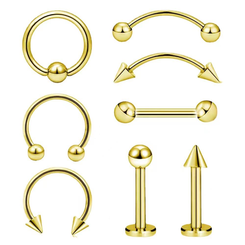 8-teiliges Piercing-Set aus Edelstahl: Lippenstecker, Augenbrauenstecker, Ohrstecker, Nasenring, Lippenringschmuck