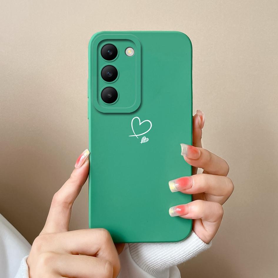 For Vivo Y100 (IDN) Y200e T3 V30 SE V30e V40 Pro Lite Phone Case Covers Lens Protection Soft Silicone Luxury Love Heart Pattern Housing For Vivo Shell