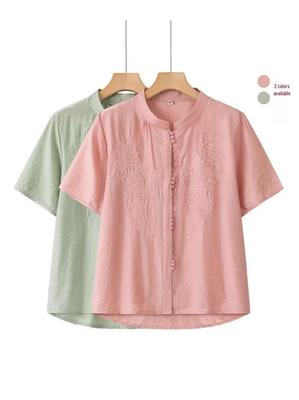 Elegant Chinese Style Summer Shirt for Middle-Aged & Elderly Women