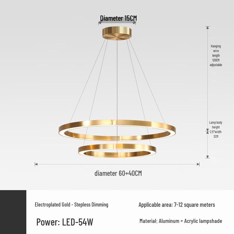 Nufeng Light Luxury Gold Ring LED Chandelier