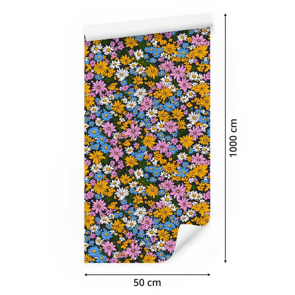 Wild Flowers Wallpaper Gold and Purple for Living Room and Bedroom 50x1000