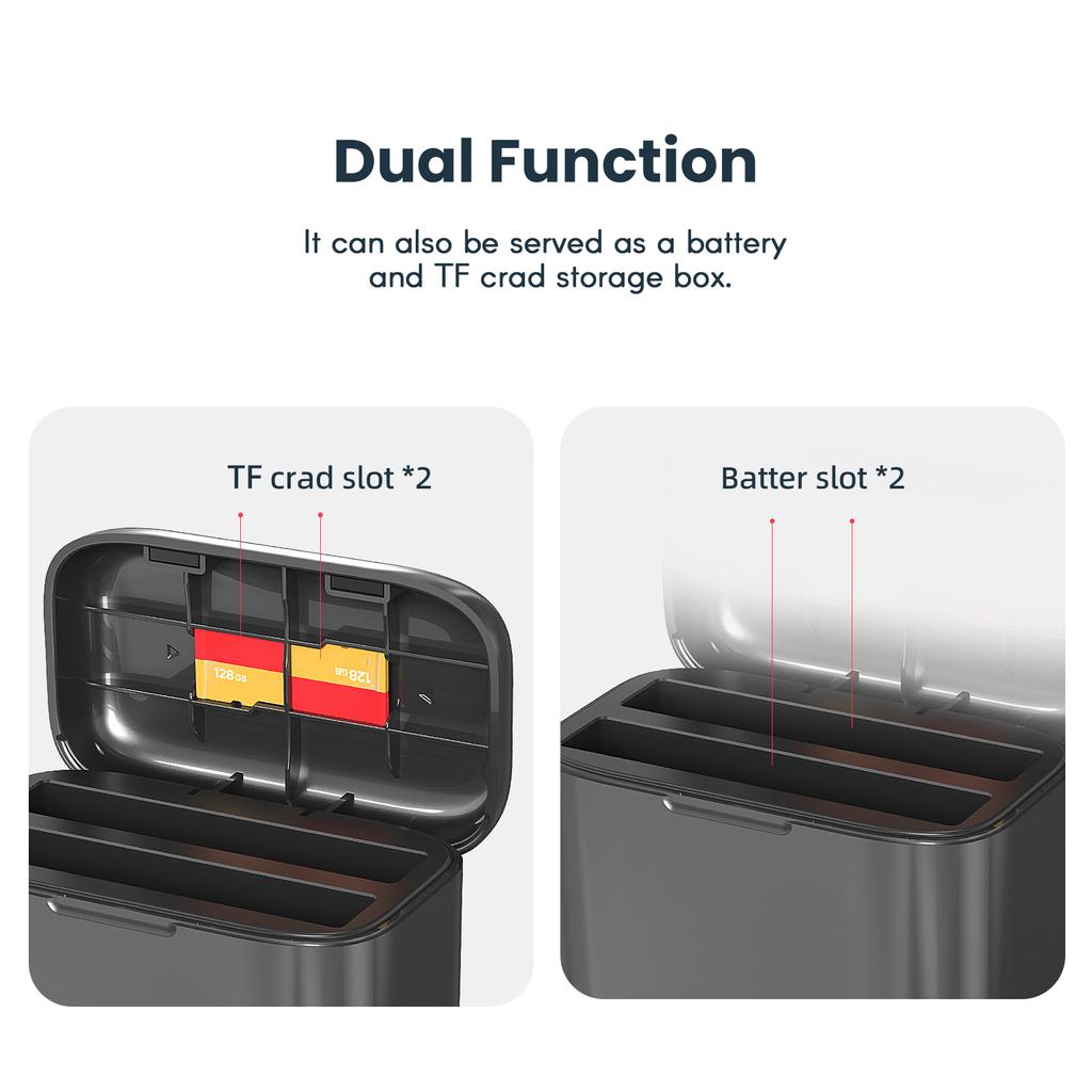 aMagisn AD13 2-slot Battery Charger Portable PD3.0/ PD2.0 Fast Charging Box Battery Charging Case
