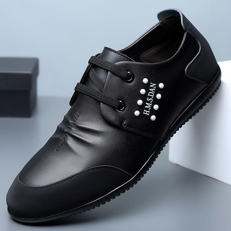 Pure Cowhide Summer Men's White Casual Leather Shoes Genuine Leather Little White Shoes Breathable Versatile Green Men's Shoes