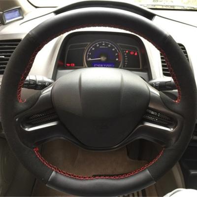 Car Steering Wheel Cover Suede Leather For Honda Civic Civic 8 2006-2008 (2-Spoke) Steering Wheel Braid Car Accessory