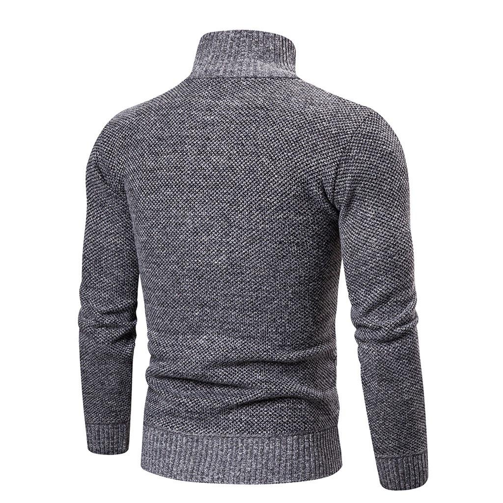 Mens Winter Turtleneck Zipper Long Sleeve Knitted Sweater Top Outwear Coat