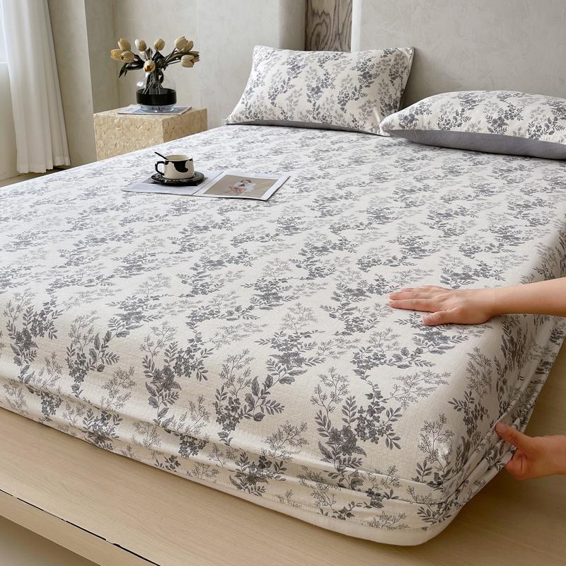 New printed single-piece fitted sheet three-piece set, washable mattress protective cover, all-inclusive mattress and pillowcase