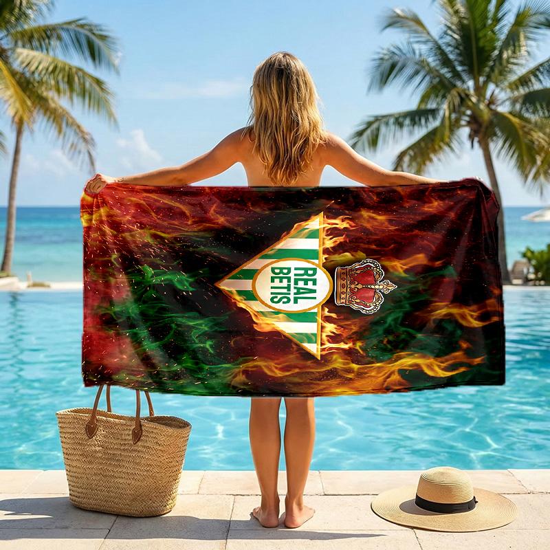 Real Betis Football Beach Towel Soft Microfiber Summer Towel Quick Dry Absorbent Towel for Beach Swimming Pool Travel