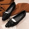 Flat Shoes for Women 2026 New Style Sparkling Sequins Exquisite Small Pointed Shallow Mouth Soft Sole Butterfly Bow Single Shoe